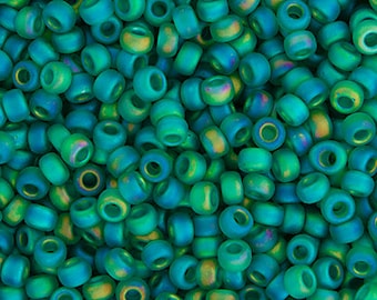 10 Grams Japanese Miyuki 11/0 Seed Beads - Emerald Transparent AB Matte - 2mm (11M9-110147FR-N-60)