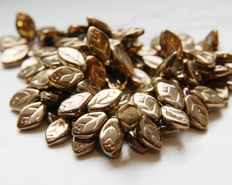 10 Pieces Czech Glass Leaves - Bronze 12x7mm (2723-272200-M-8)