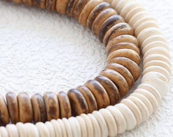 One Strand Natural Coconut Shell Beads - Varies Shapes (G486)
