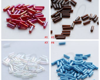 10 Grams Czech Glass Bugle Seed Bead - Varies Colors 6.7x2.1mm (6740)