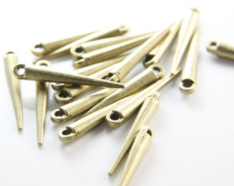 20 Pieces Antique Brass Tone Base Metal Spacers-Conical or Spikes Point of View 34x5mm (3806X)A14