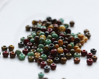 10 Grams Preciosa Czech 11/0 Seed Beads - Opaque Travertine Mix - Size 11 (11C1-43133B)