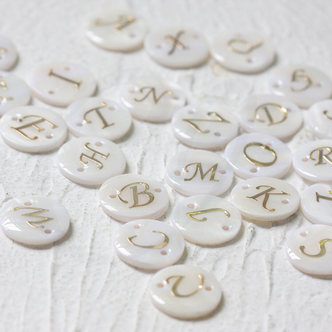 Natural Shell With Gold Alphabet Link With 2 Holes - Alphabet - Letter ...
