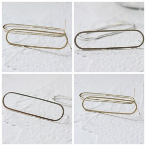 One Pair Hand Soldered Brass Earring Post with Sterling Silver Pin - Cut Rectangle 50x13mm (4491C)