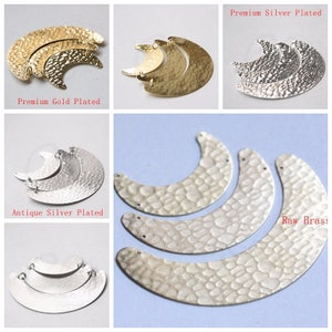 Raw Brass Crescent Link - Antique Silver Plated - Premium Silver Plated - Premium Silver Plated - Geometry - Half Circle 30x16mm (3084C)