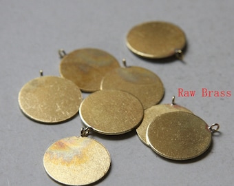 8pcs of  Raw Brass Round Coin - Charm 20mm (3201C-F-50)