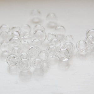 6 Pieces Hand Blown Hollow Glass Beads-Round Clear Two Hole 6.5mm to 7mm (Small) (17H7)