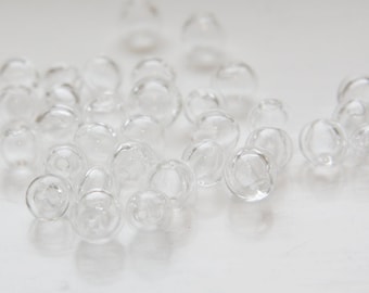 6 Pieces Hand Blown Hollow Glass Beads-Round Clear Two Hole 6.5mm to 7mm (Small) (17H7)