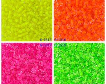 10 Grams Preciosa Czech 6/0 Seed Beads - Crystal Neon Colorlined-Size 6 (6C2)