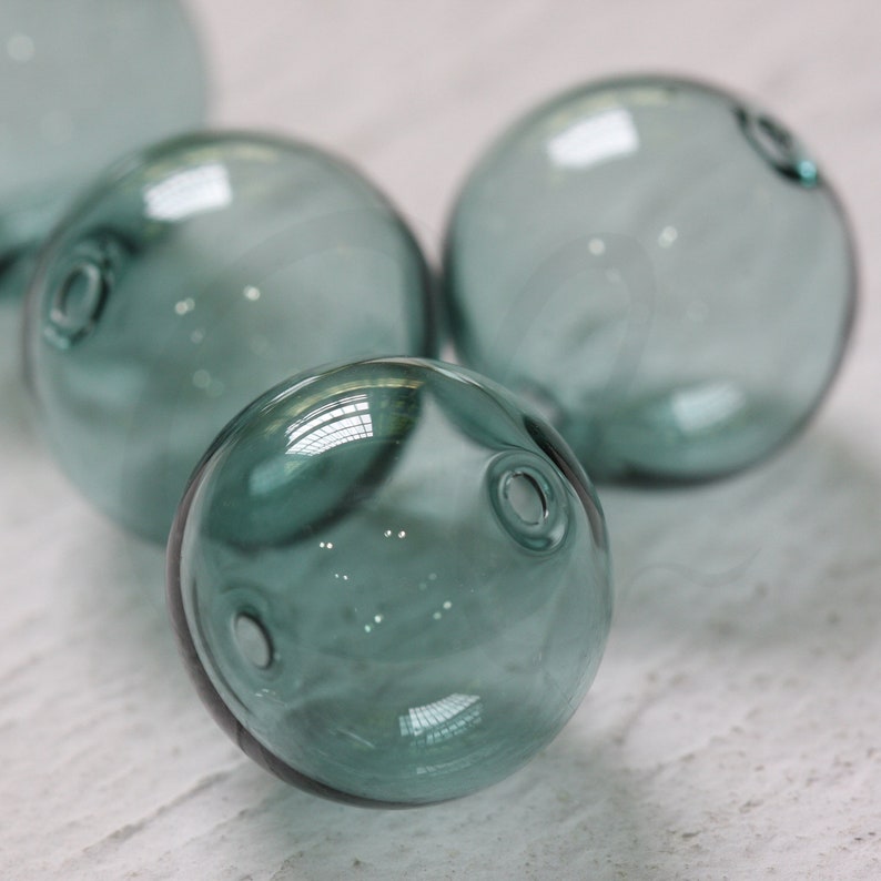 4 Pieces Hand Blown Hollow Glass Beads With Regular 2 Holes 18H image 5