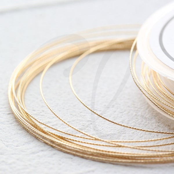 Non-Tarnish Half-Hard Gold Color Brass Wrapping Wire - Textured Round Wire