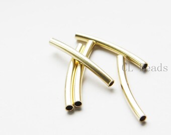30 Pieces Raw Brass Curved Tube 3x30mm with ID 2.3mm  (1682C-T-3)