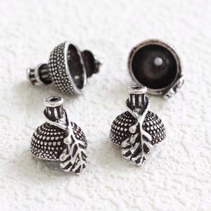 One Piece Oxidized Silver Plated Brass Acorn Caps-15x13mm with Open Part 10mm (356C-P-180A)A12