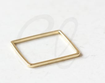 2 Pieces Premium Gold Plated Brass Base Square Blank Ring - Square 20mm (3329C-K-597)