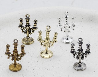 One Piece Premium Plated Casted Brass Charm - Candelabra Centerpiece 22x12mm (4926C-12)