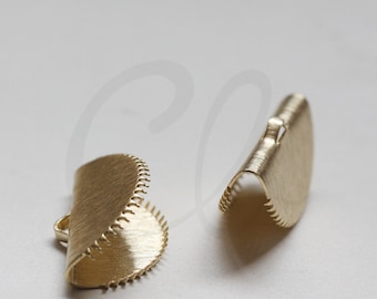 10 Pieces Solid Raw Brass Brushed Clam - Flat Crimp - Cord - Ribbon Ends - Ending 20x11.5mm (3854C-V-192)