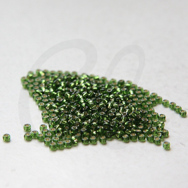 10 Grams Japanese Miyuki 11/0 Seed Beads - Olive Silver Lined