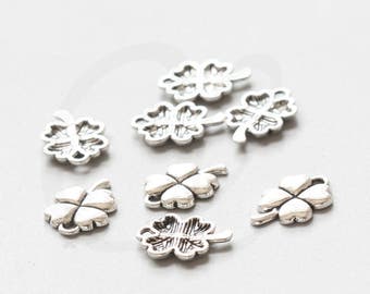 20 pièces Oxydées Silver Tone Base Metal Charms - Leaf - Clover 16x11mm (36684Y-O-338)A17