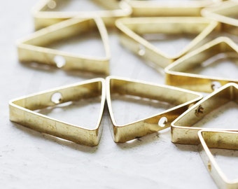 20 Pieces Solid Brass One Hole Triangle Charm - Bead Frame - 17.8mm (3714C)