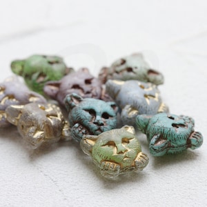 One Piece Czech Glass Cat Bead - Varies Colors 17mm (CZE-3)
