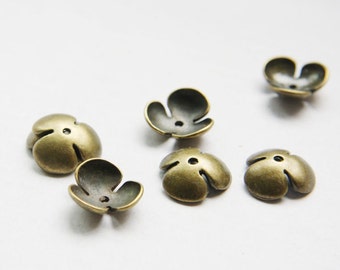 16 Pieces Antique Brass Tone Base Metal Caps-14x5mm (26461Y-K-112)A13