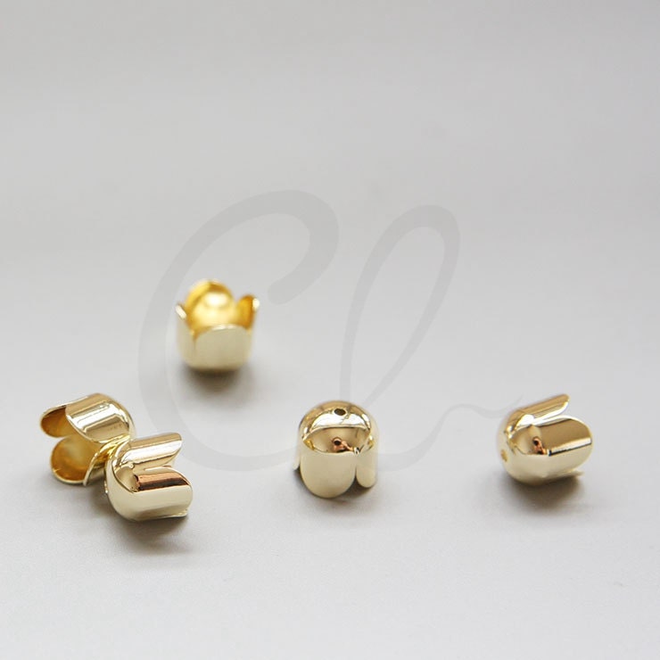 2 piezas Premium oro chapado en latón base tapa de cordón