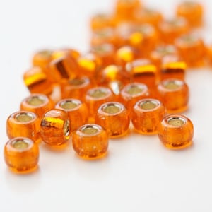 10 Grams Japanese Miyuki 8/0 Seed Bead - Orange Silver Lined - 3mm (8M3-800008-Q-47)