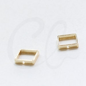 2 Pieces Premium Gold Plated Brass Base Metal Frame - Square - One Hole ...
