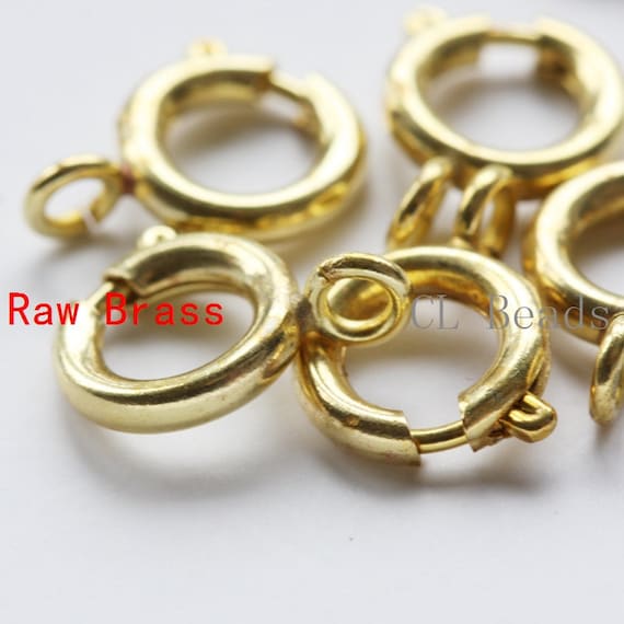 Spring Clasp 9mm 339C 10 Pieces Raw Brass Round Spring Clasp