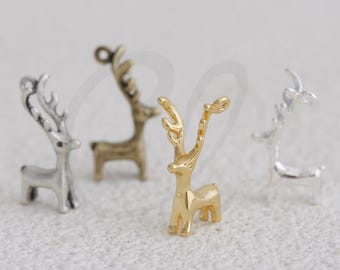 One Piece Premium Plated Solid Brass Charm - Deer 18.2x11mm (4917C-6)