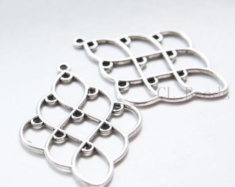 8 Pieces Oxidized Silver Tone Base Metal Multiple Hole Earring Findings-51x35mm (19491Y)