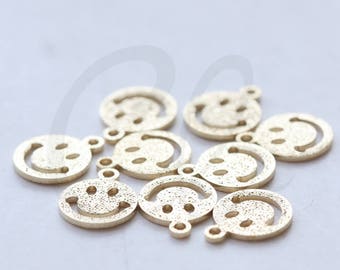 30 Pieces Raw Brass Stardust Smile Face Charm - 10x8mm (3802C-D-460)