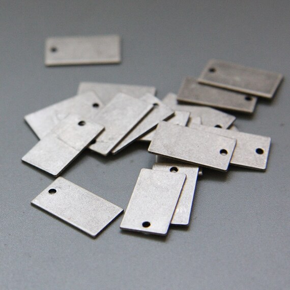 2 Pieces Oxidized Silver Plated Brass Base Rectangle Charm