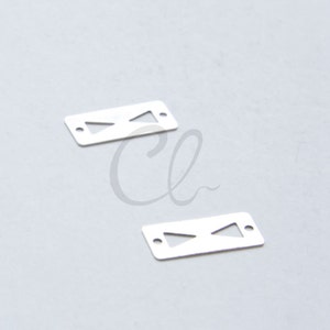 4 Pieces Oxidized Silver Plated Brass Base Triangle and Rectangle with Two Holes Link 20x8mm (1887C-P-370)