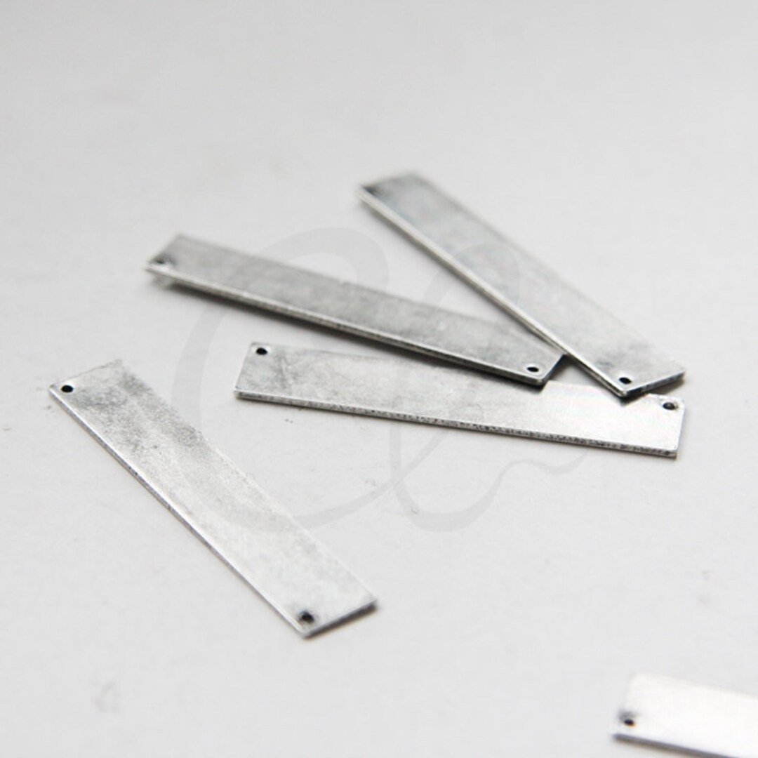 925シルバー 90s 2 Pieces Oxidized Silver Plated Brass Base Rectangle Link