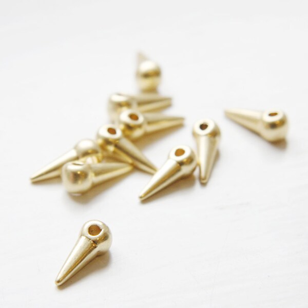 10pcs 16k Matte Gold Plated Base Metal Spacers-Conical or Spikes 13x4mm (1199Y-S-46)