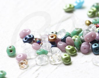 One Package (20 Grams) Mixed Color Czech Supeduo 2-Hole Oval Glass Beads-5x2.5mm (SD)