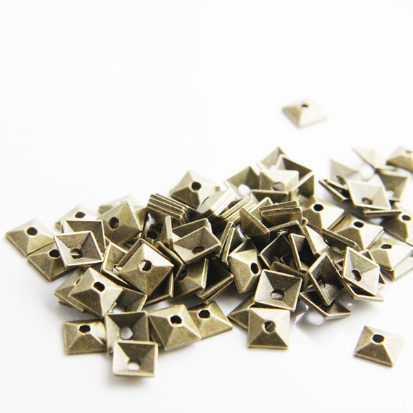 100pcs Antik Messing Ton unedlen Metallen Kappen - 7mm (15914Y-K-243)