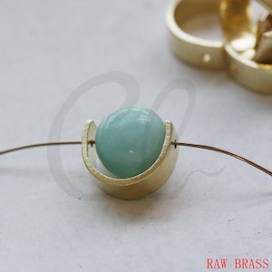 20 Pièces Raw Brass Two Holes Spacer - Curved Bead Frame - Half Circle 13x5mm (3116C-M-333)