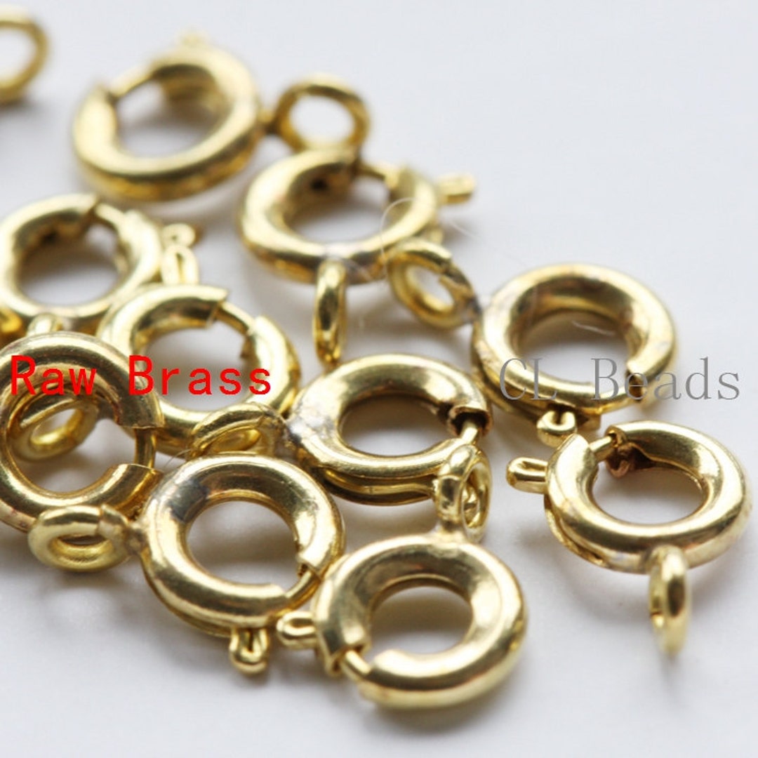 10 Pieces Raw Brass Round Spring Clasp - Spring Clasp 6mm (338C-I-29X ...