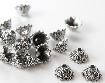 20 Pieces Oxidized Silver Tone Base Metal Findings-Cap 12x7mm (13355Y-K-396)A13