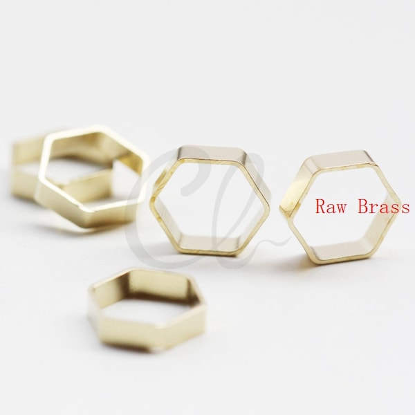 60 Pieces Raw Brass Hexagon Frame - Link 8x2.2mm (3013C-F-593)