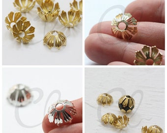 Solid Brass Flower Cap - 15x6.5mm (4090C)