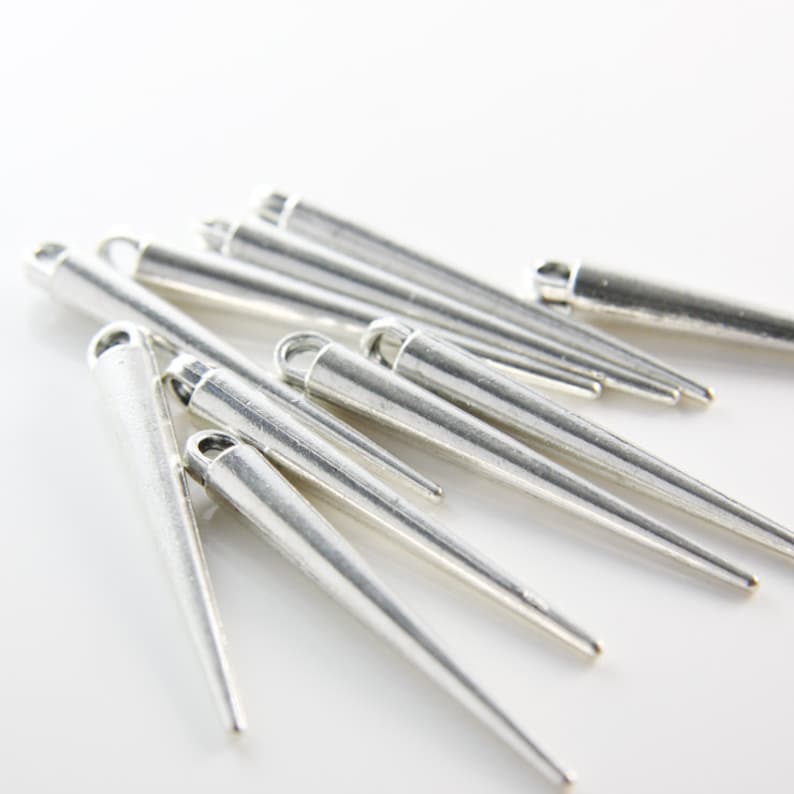 10 Pieces Oxidized Silver Tone Base Metal Spacers-Conical or Spikes Point of View 52x6mm 3822X-B-163A36 image 1