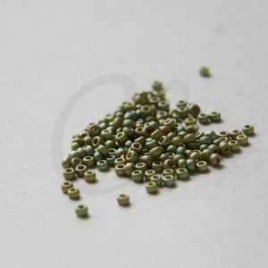 10 Grams Japanese Miyuki 11/0 Seed Beads - Lt. Olive Opaque Matte Luster - 2mm (11M6-112033-M-650)