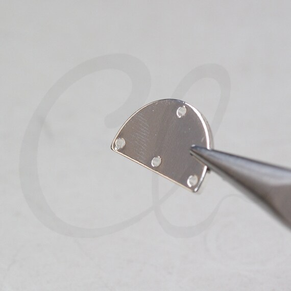 Solid Brass Half Circle Link With 4 Holes- Pendant - Charm