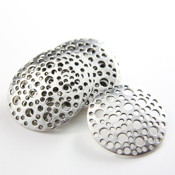 クリスタル ブロンズ 1　B522 Bサイズ 6 Pieces Oxidized Silver Tone Base Metal Fancy Links- Round 33mm