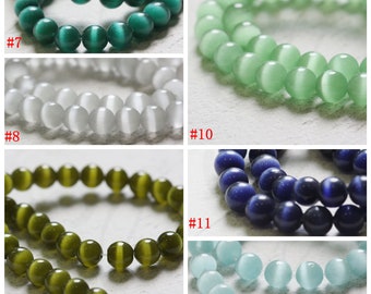 One Strand (45 Pieces) Cat Eye Glass Beads - Round 7mm (G225-1)