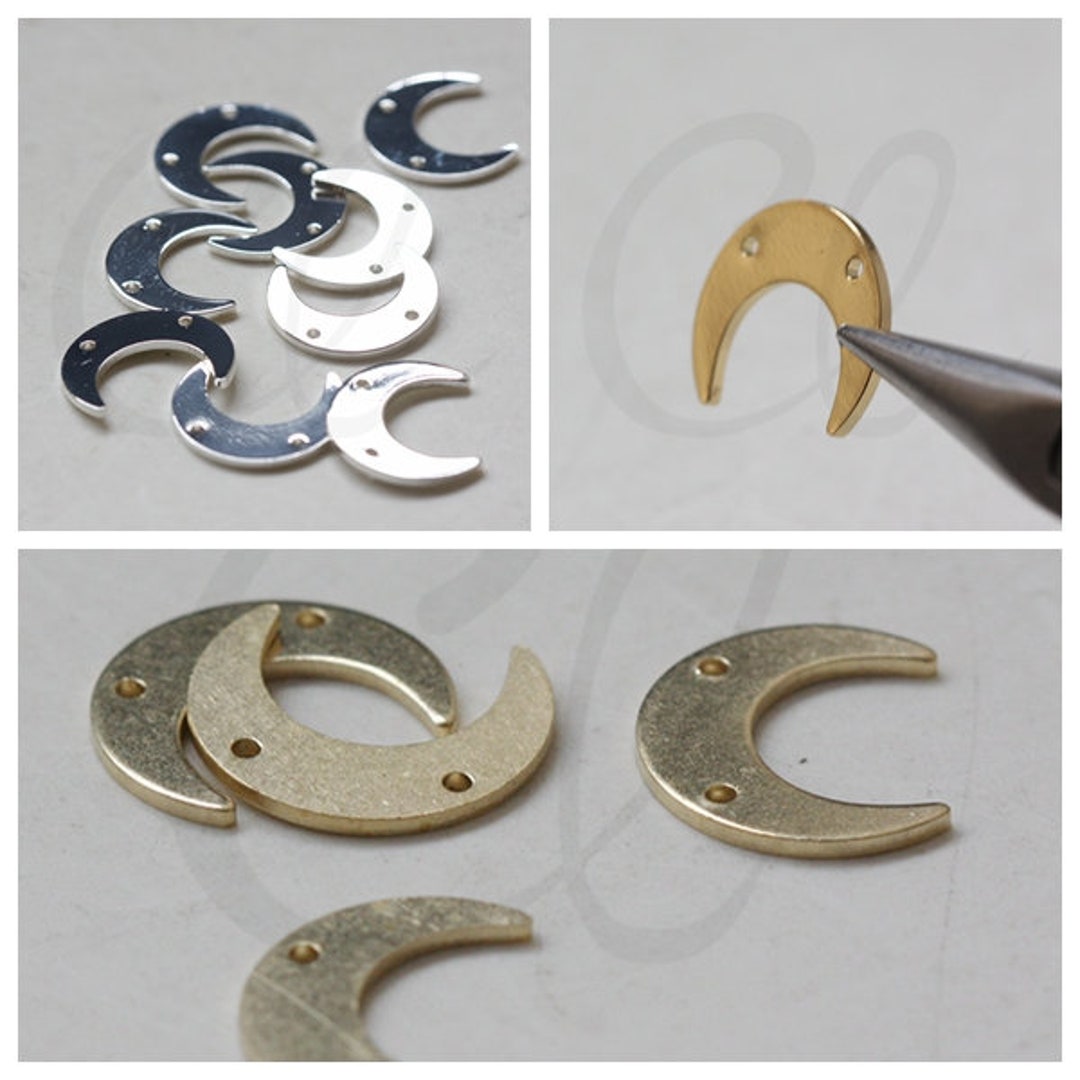 Solid Brass Half Circle Link - Pendant - Charm 16x13.5mm