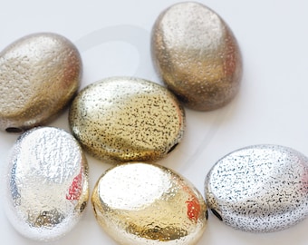 One Piece Plated Brass Textured Irregular 2-Hole Findings - 32x24mm (4881C)